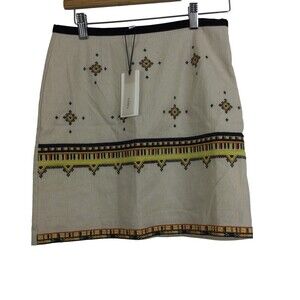 A Loves A Womens Cotton Linen Embroidered Side Zip Knit Mini Skirt Size XS NWT